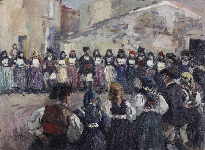 Alfredo Vaccari (1877 - 1933) Danza sarda  - Auction From Viazzi to Balla, Italian artists from a Genoese collection - Cambi Casa d'Aste