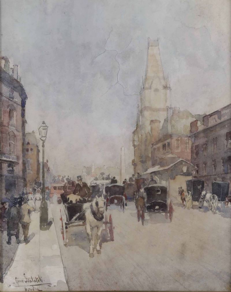 Gino Scalatelli (1870-1920) Carrozze di Londra  - Asta Da Viazzi a Balla, Artisti Italiani da una Collezione Genovese - Cambi Casa d'Aste