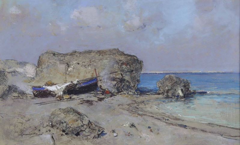 Giuseppe Casciaro (1863 - 1941) Spiaggia  - Asta Da Viazzi a Balla, Artisti Italiani da una Collezione Genovese - Cambi Casa d'Aste