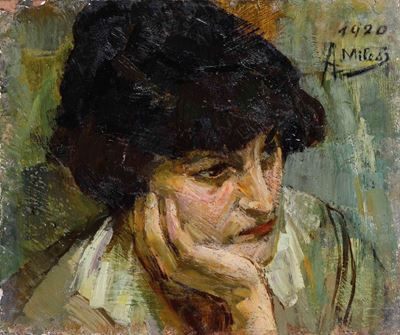 Alessandro Milesi (1856-1945)ritratto Femminile