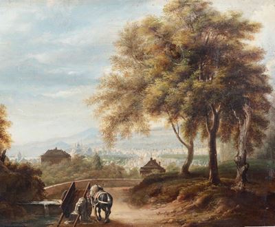 Michele Cesare Danielli (1821-1853)veduta di Genova dalla Collina di Albaro
