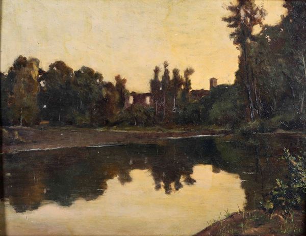 Cesare Viazzi (1857 - 1943) Paesaggio autunnale sull’Orba