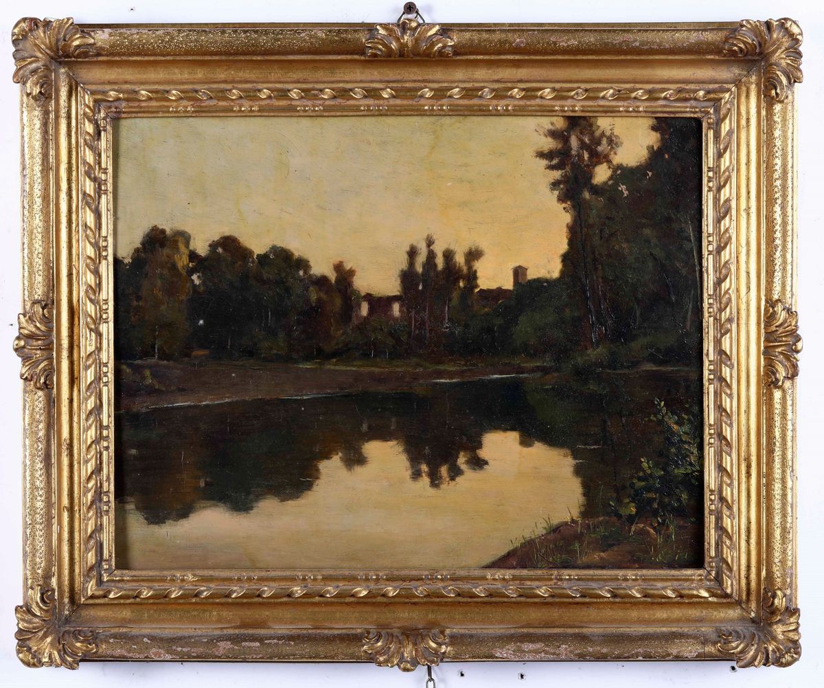Cesare Viazzi (1857 - 1943)paesaggio Autunnale Sull’orba