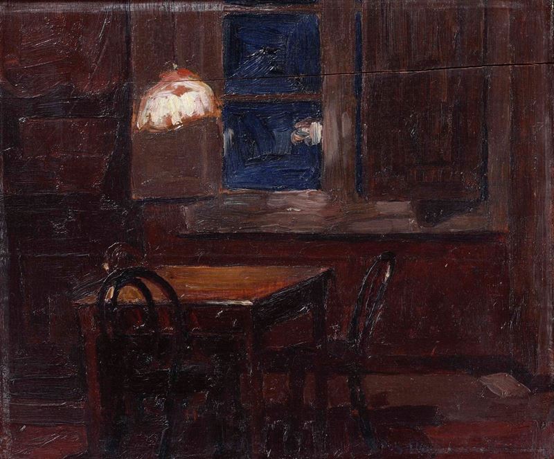 Paolo Rodocanachi (1891-1958) Interno di biblioteca  - Auction From Viazzi to Balla, Italian artists from a Genoese collection - Cambi Casa d'Aste