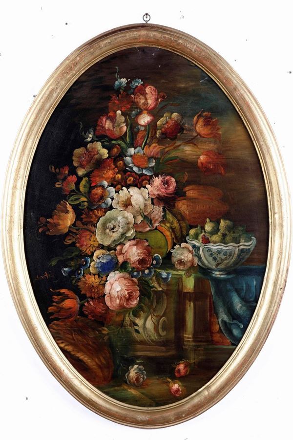 Pittore del XX secolo Natura morta con fiori