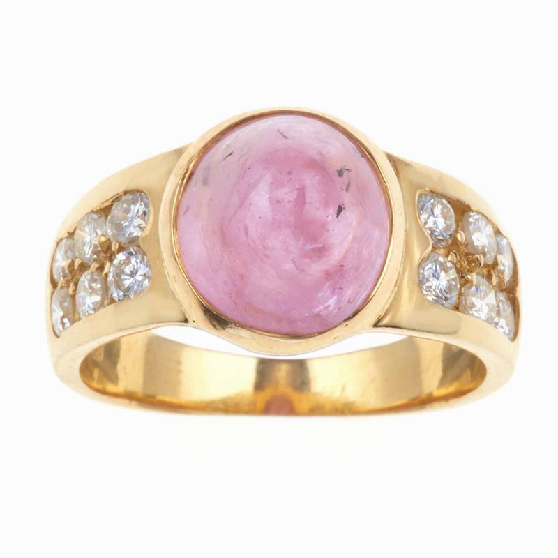 Anello con tormalina rosa e diamanti taglio brillante  - Auction Jewels | Cambi Time - Cambi Casa d'Aste