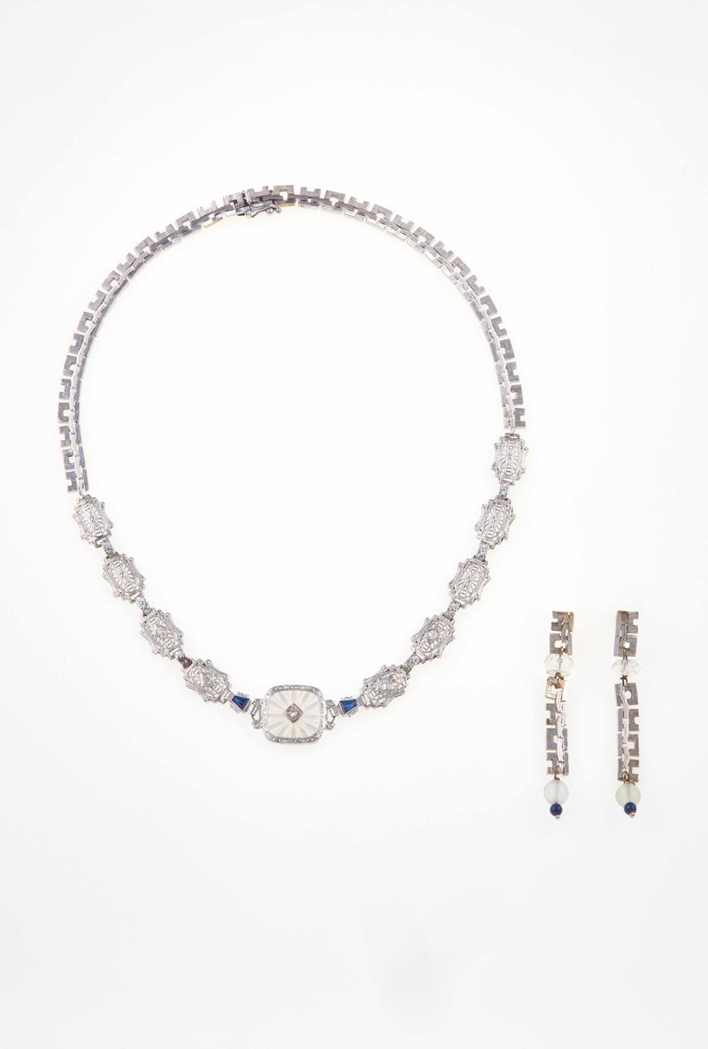 Rock crystal, diamond, sapphire and gold demi-parure  - Auction Jewels - Cambi Casa d'Aste