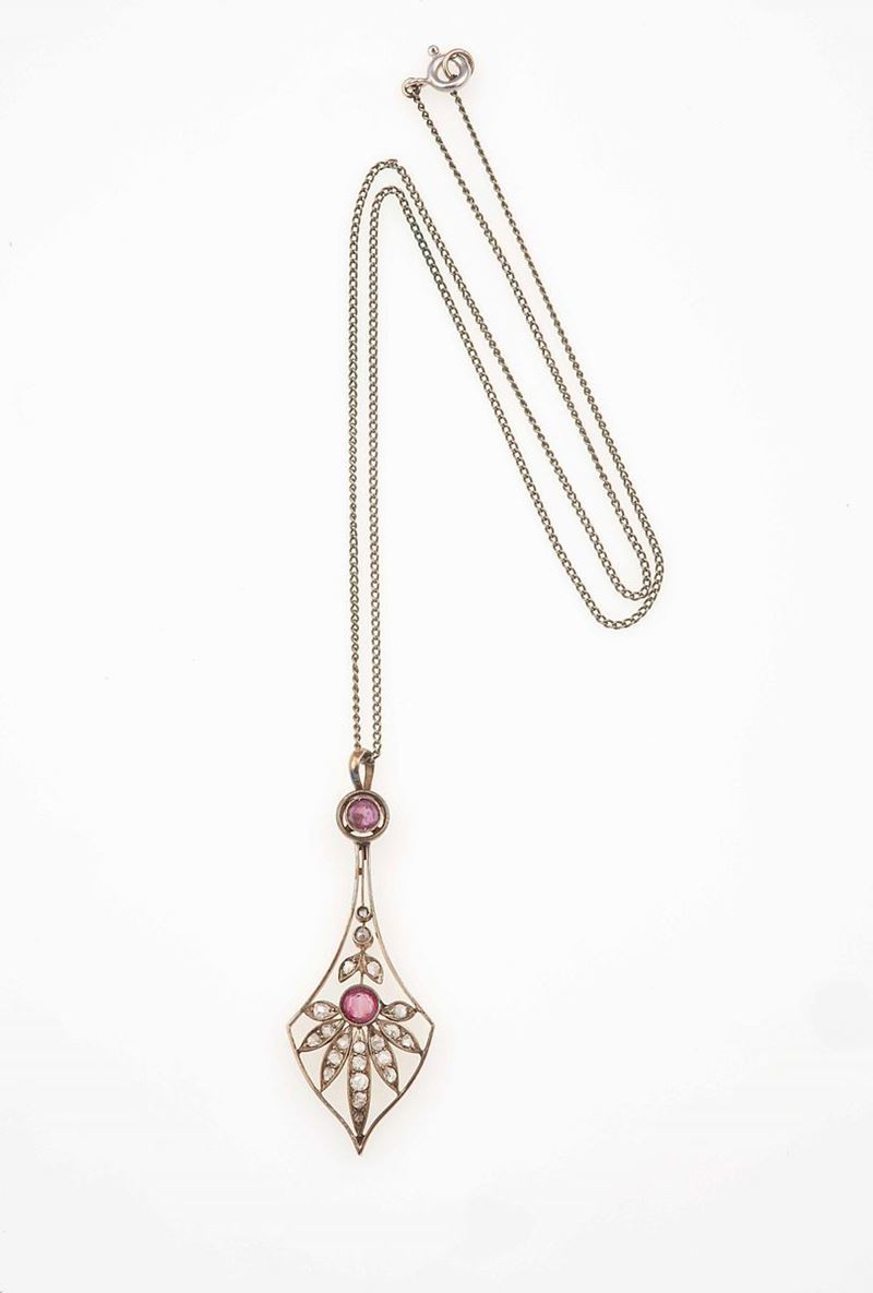 Ruby and diamond pendent necklace  - Auction Jewels | Cambi Time - Cambi Casa d'Aste