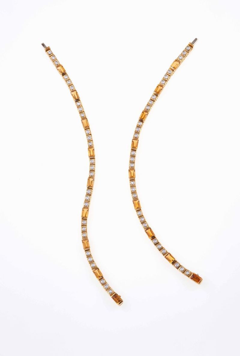 Pair of diamond and citrine bracelets  - Auction Summer Jewels | Cambi Time - Cambi Casa d'Aste