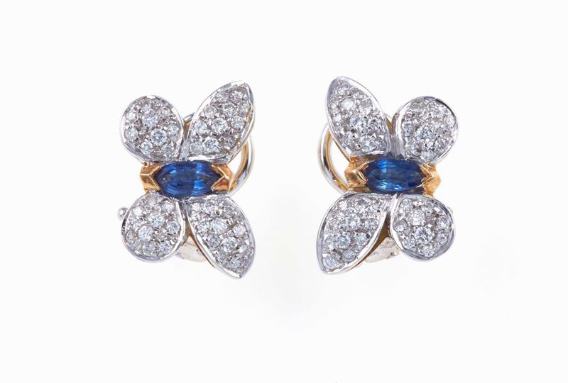 Pair of sapphire and diamond earrings  - Auction Summer Jewels | Cambi Time - Cambi Casa d'Aste