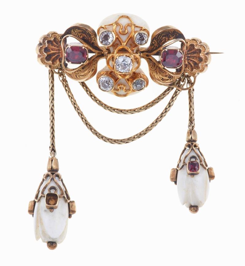 Gem-set and gold brooch  - Auction Fine Jewels - Cambi Casa d'Aste