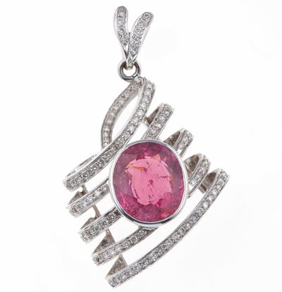 Pendente con Rubellite e Diamanti