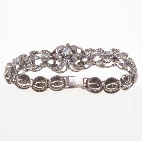 Diamond and silver bracelet