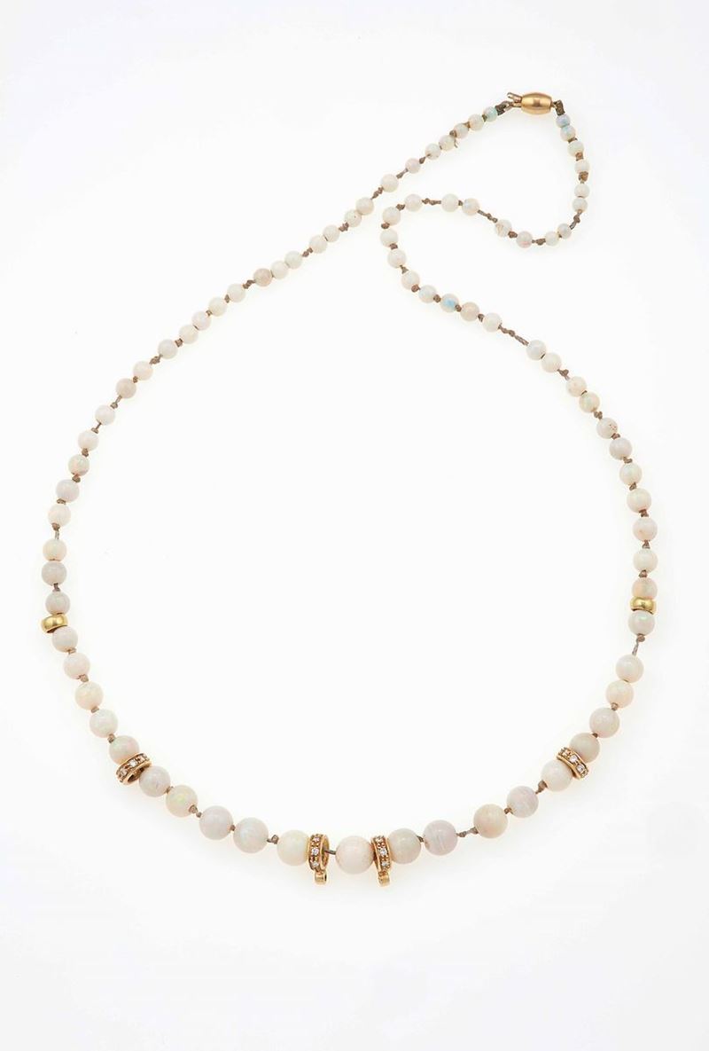 Opal and diamond necklace  - Auction Jewels | Cambi Time - Cambi Casa d'Aste