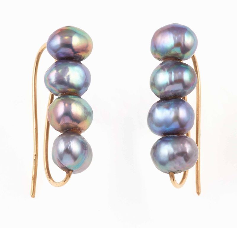 Pair of pearl and gold earrings  - Auction Summer Jewels | Cambi Time - Cambi Casa d'Aste
