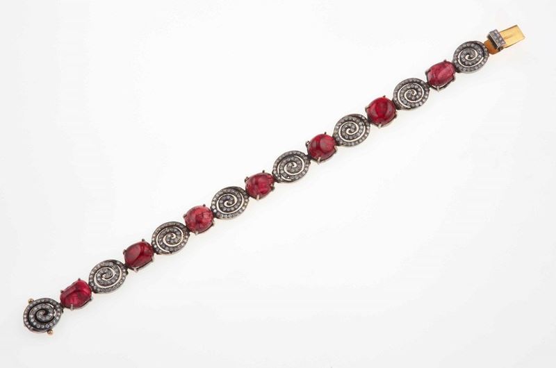 Bracciale con spinelli e piccoli diamanti  - Auction Fine Jewels - III - Cambi Casa d'Aste