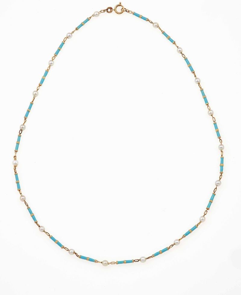Collana con smalti e piccoli perle  - Asta Fine Coral Jewels - II - Cambi Casa d'Aste