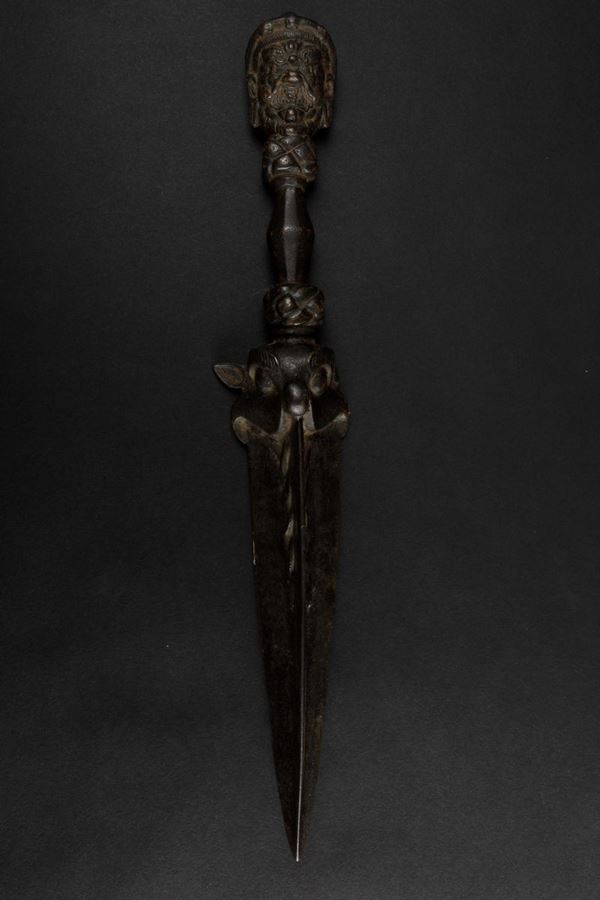 A bronze Phurba dagger, Tibet, 1800s