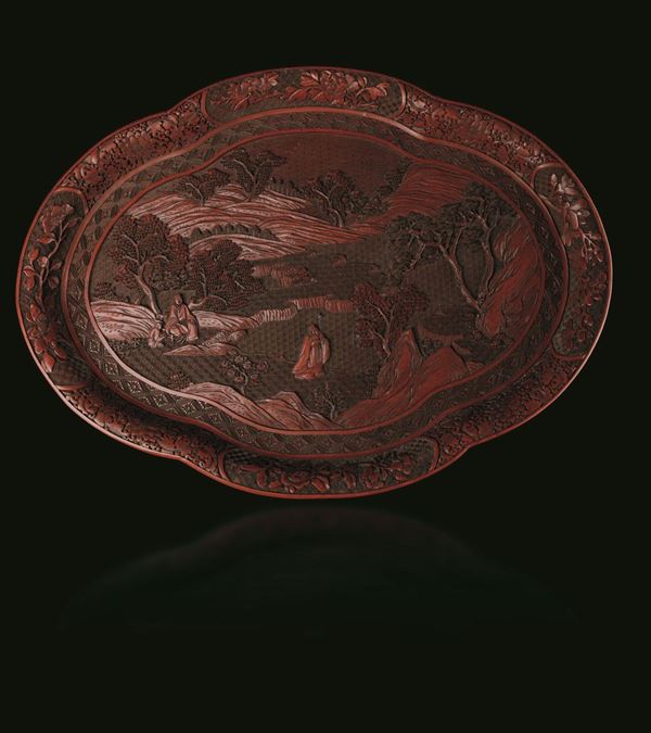 A red lacquer tray, China, Qing Dynasty