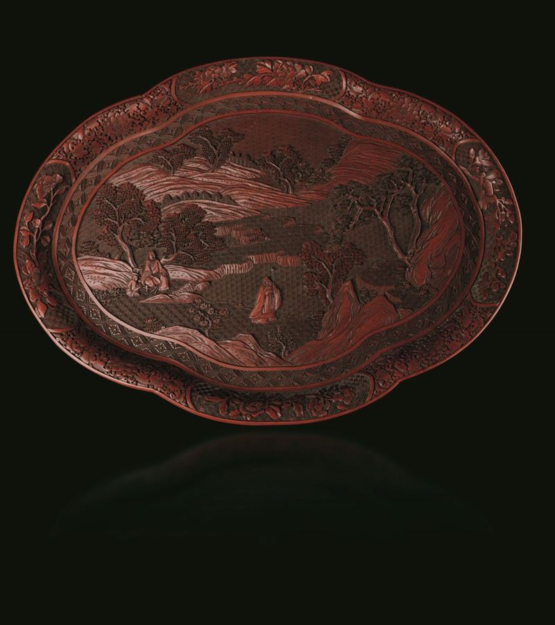 A red lacquer tray, China, Qing Dynasty  - Auction Fine Chinese Works of Art - Cambi Casa d'Aste