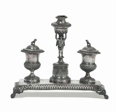 Calamaio in Argento. Milano XVIII Secolo, Bolli di Garanzia in Uso dal 1812 al 1872, Argentieri L...