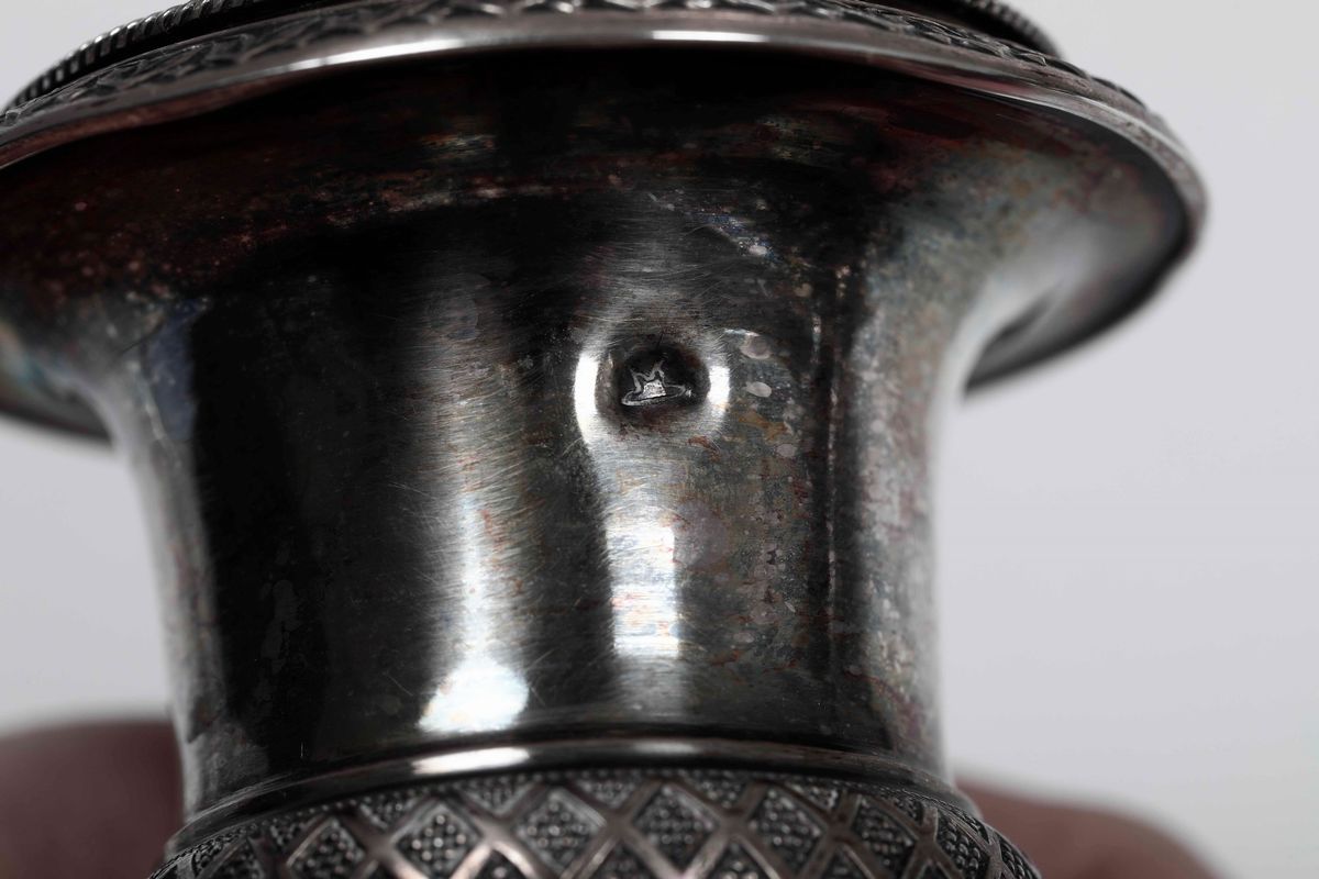 Calamaio in Argento. Milano XVIII Secolo, Bolli di Garanzia in Uso dal 1812 al 1872, Argentieri L...