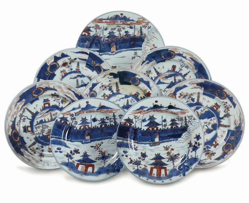 Otto piatti diversi in porcellana Imari Cina XX secolo  - Auction Italian Dwellings - Cambi Casa d'Aste