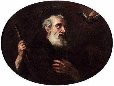 Scuola Napoletana del XVIII Secololo Spirito Santo Appare a un Francescano