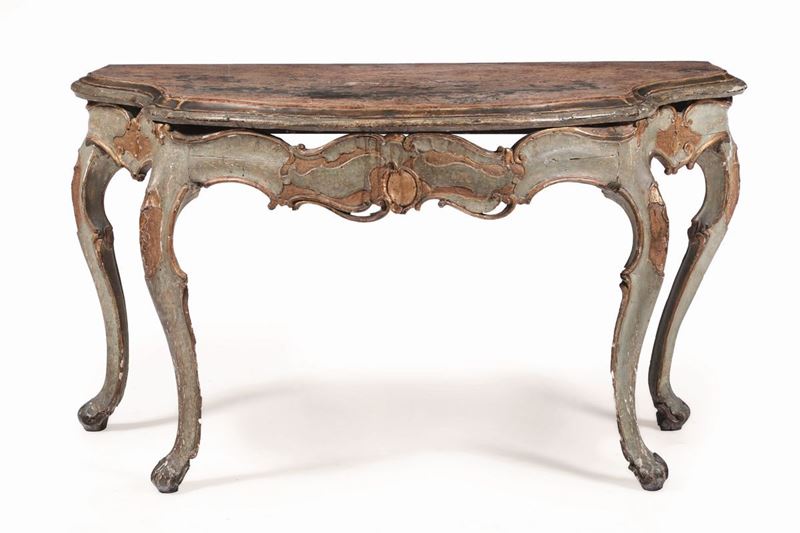 Consolle in legno intagliato e laccato, metà XVIII secolo  - Auction From a Genoese family | Cambi Time - I - Cambi Casa d'Aste