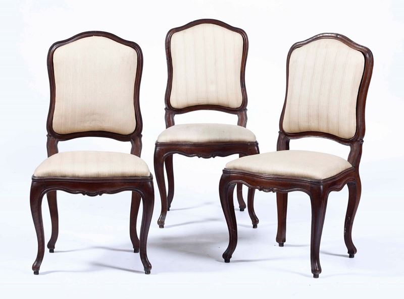 Tre sedie Luigi XV genovesi imbottite  - Auction From a Genoese family | Cambi Time - I - Cambi Casa d'Aste