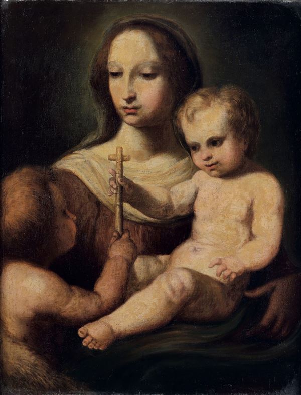 Scuola toscana del XVII secolo Madonna con Bambino e San Giovannino