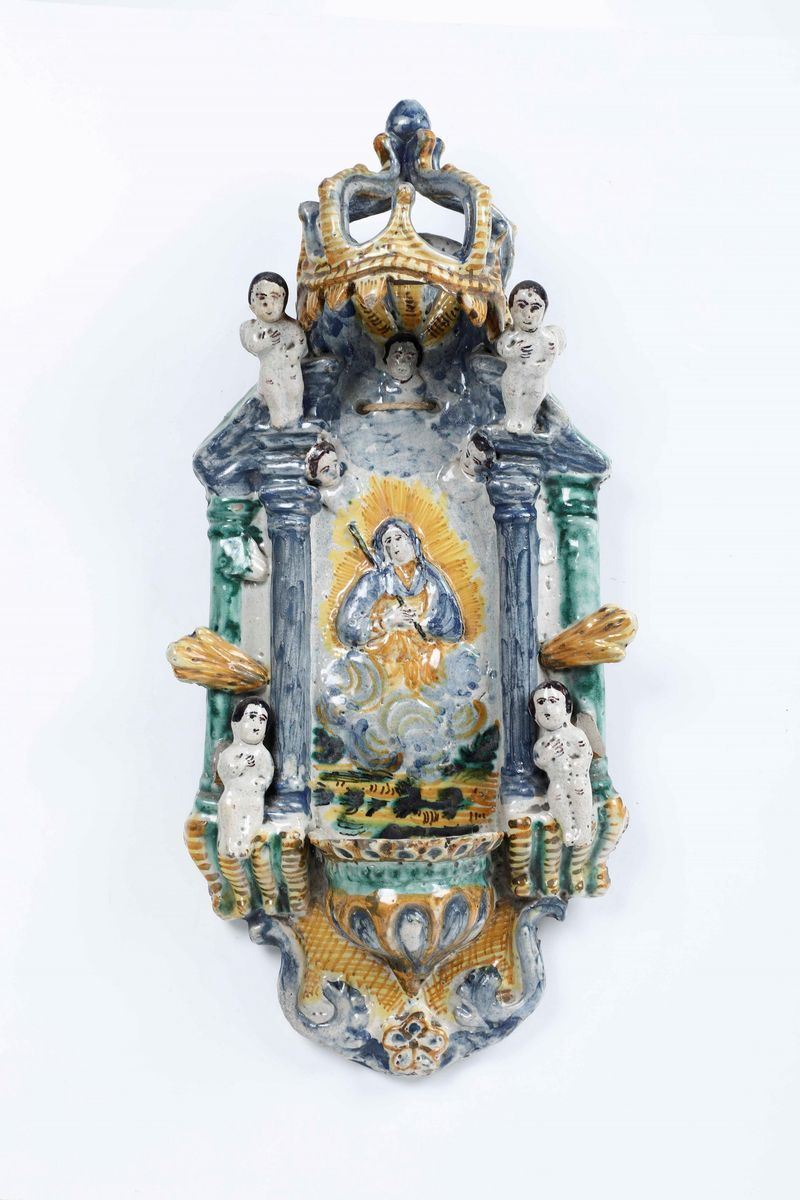 Acquasantiera Napoli o Ischia, fine del XVIII secolo  - Auction Furnishings from Italian Villas | Cambi Time - Cambi Casa d'Aste