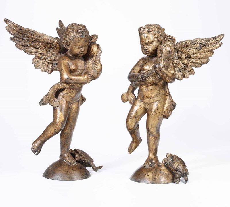 Coppia di putti. Bronzo dorato. Fonditore del XIX-XX secolo  - Auction Sculptures and Works of Art | Cambi Time - Cambi Casa d'Aste