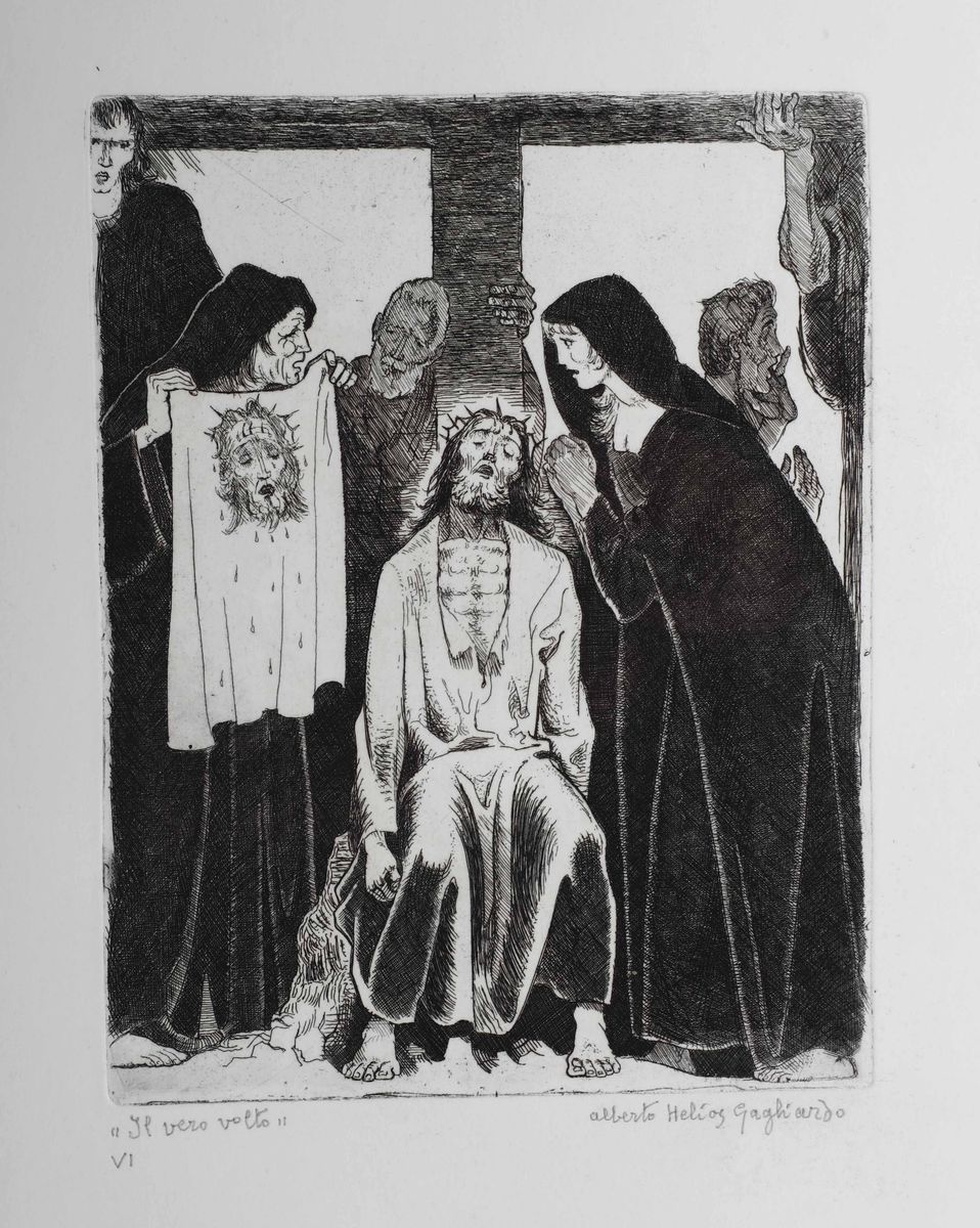 Gagliardo Alberto Heliosxiv Stazioni della Via Crucis Incise All'acquaforte da Alberto Helios Gag...