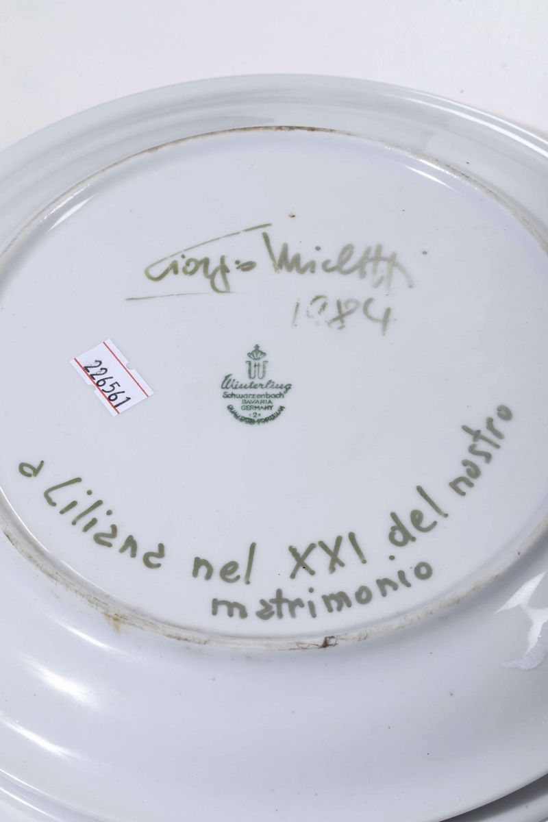 Coppia di Piatti Dipinti dal Pittore Giorgio Michetti (viareggio 1912- 2019), 1984