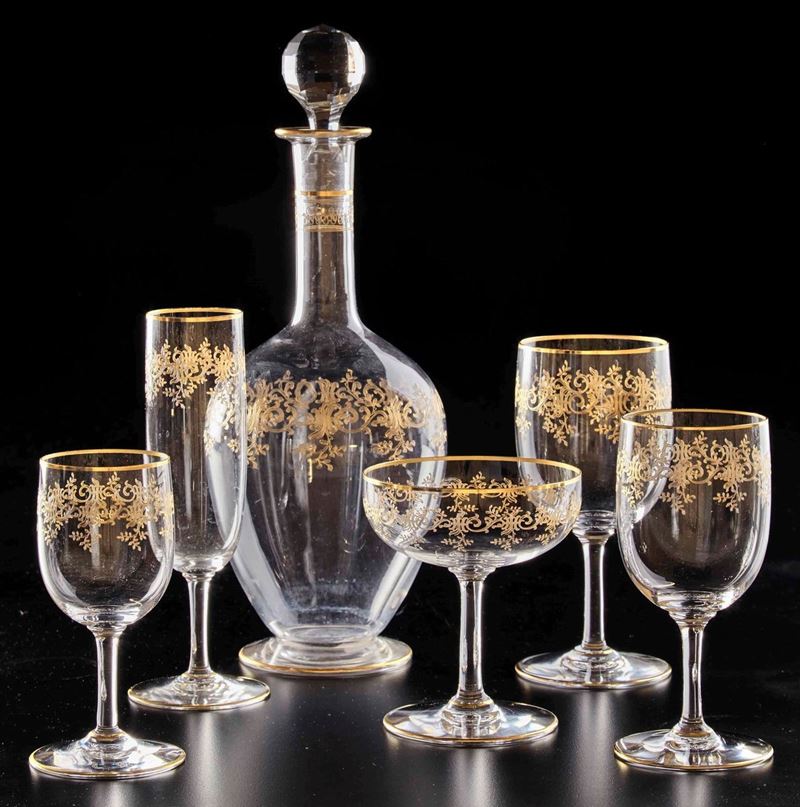 Servizio di calici “Récamier” Francia, Manifattura Baccarat, seconda metà del XX secolo  - Asta L'Art de la Table - I - Cambi Casa d'Aste