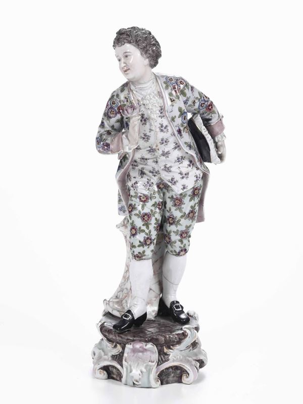 Figurina di giovane innamorato in abiti settecenteschi Turingia, Rudolstadt, Manifattura Triebner, prima metà XX secolo