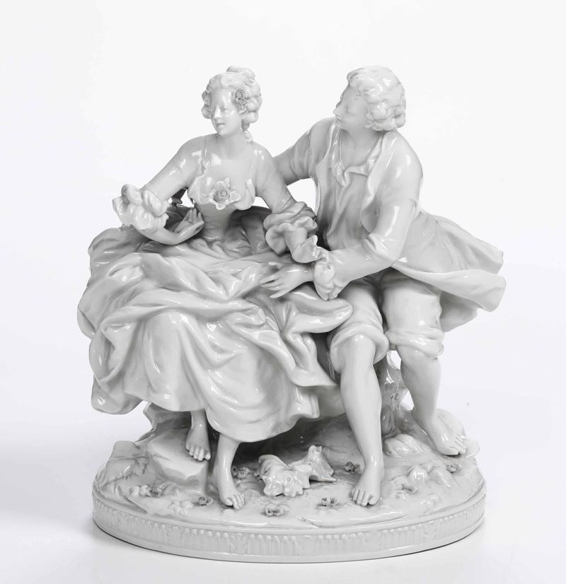 Gruppo galante Prima metà XX secolo  - Auction Ceramics | Timed Auction - Cambi Casa d'Aste