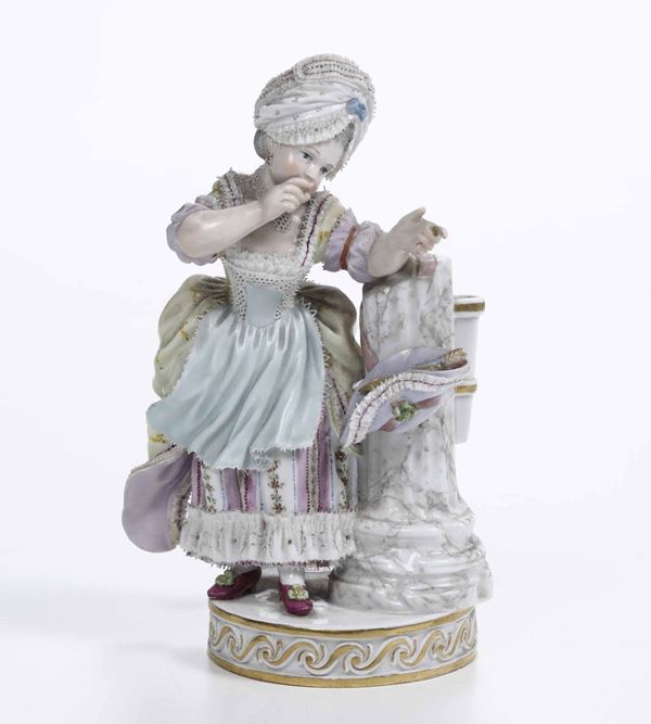 Figurina di giovane ragazza Meissen, 1860-1900 Modello di Michel Victor Acier (1736-1799), verso il 1780 circa