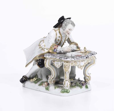 Figurina “schreibender Kavalier” Meissen, 1910