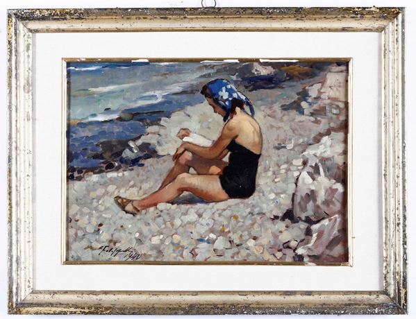Cafiero Filippelli (1889-1973) Giovanotta al mare