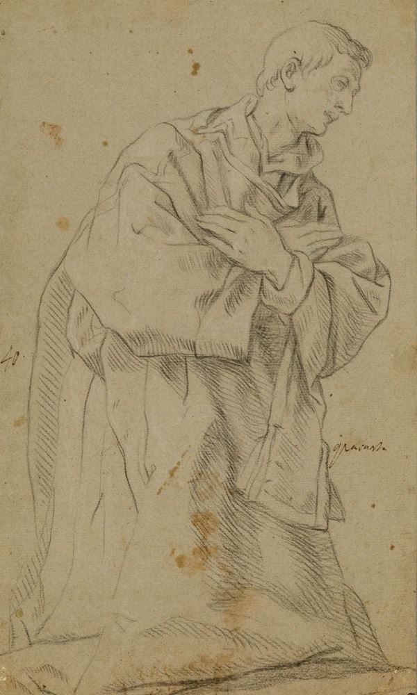 Lazzaro Tavarone (Genova 1556-1641) Monaco inginocchiato