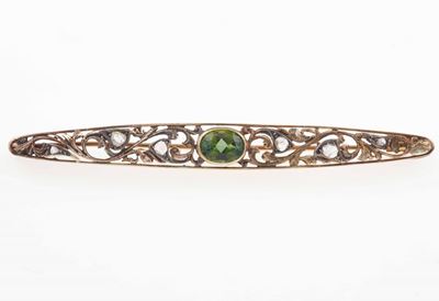 Spilla con Peridoto e Diamanti Taglio Rosetta