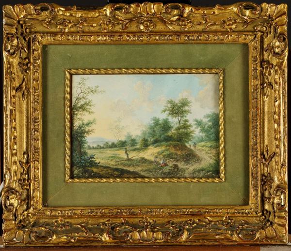 Michiel Versteeg - Michiel Versteeg (Dordrecht 1756-1843) Paesaggio con viandanti