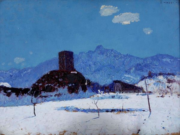Cesare Maggi (1881-1961) Paesaggio innevato, 1923