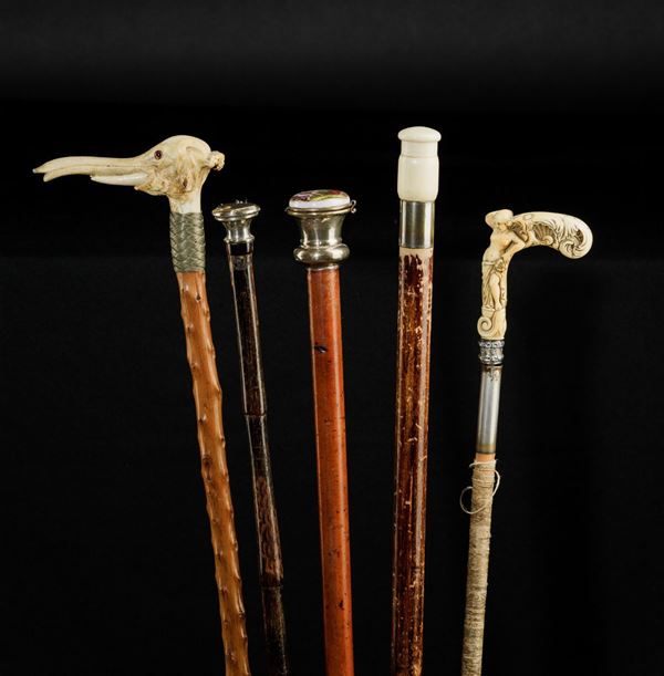 Lotto composta da cinque bastoni a sistema, Inghilterra, XIX-XX secolo