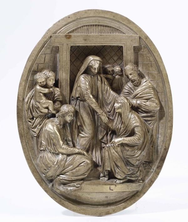 Artista del XIX secolo Placca in bronzo con episodio Biblico