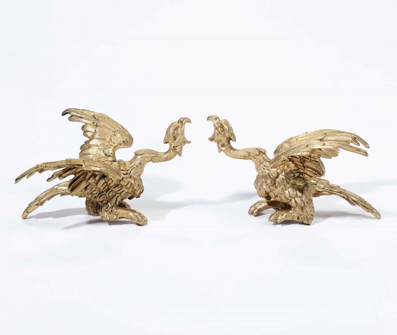 Artista della fine del XVIII secolo Coppia di arpie in bronzo dorato  - Auction Antiques | Timed Auction - Cambi Casa d'Aste
