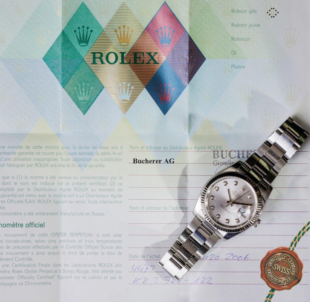 Rolex - Datejust Ref 116234, Acciaio Oyster, Lunetta Zigrinata D'oro Bianco, Vetro Zaffiro e Indi...