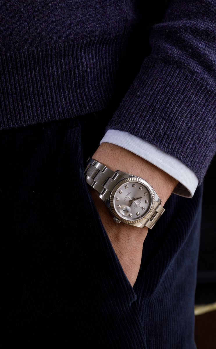 Rolex - Datejust Ref 116234, Acciaio Oyster, Lunetta Zigrinata D'oro Bianco, Vetro Zaffiro e Indi...